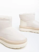 Дамски чизми бежови от еко кожа и текстилен материал Leola