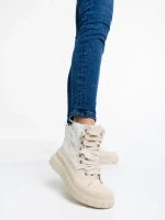 Дамски кецове бежови от текстилен материал Chyna