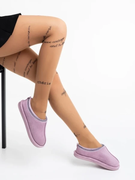 Дамски чехли лилави от текстилен материал Pranvera