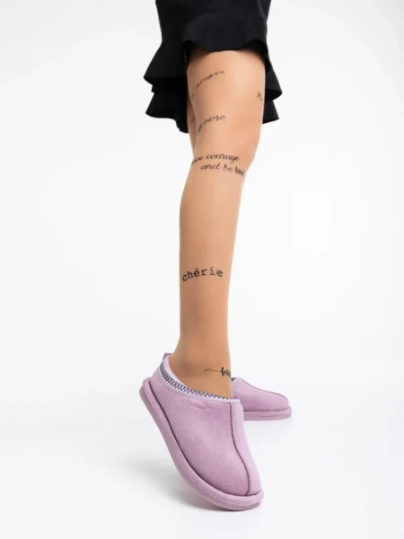 Дамски чехли лилави от текстилен материал Pranvera