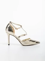 Дамски обувки златисти от еко кожа лачена Yomaris