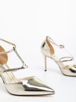 Дамски обувки златисти от еко кожа лачена Yomaris