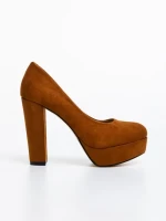 Дамски обувки цвят камел от текстилен материал Delmara