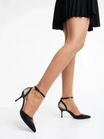 Дамски обувки черни с ток от еко кожа Kaela