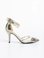 Дамски обувки златисти от еко кожа лачена Alva