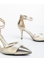 Дамски обувки златисти от еко кожа лачена Alva