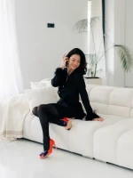 Дамски обувки червени с ток от текстилен материал Secilia