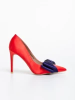 Дамски обувки червени с ток от текстилен материал Secilia