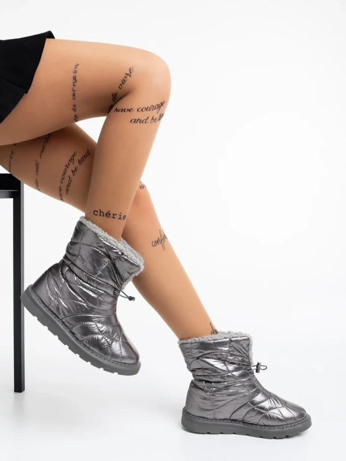 Дамски чизми сиви от текстилен материал Louella