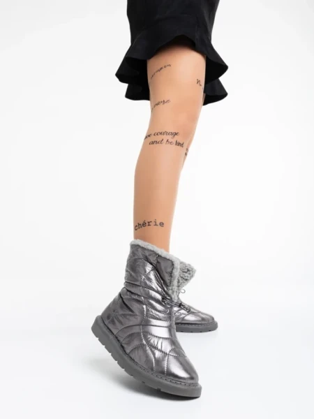 Дамски чизми сиви от текстилен материал Louella