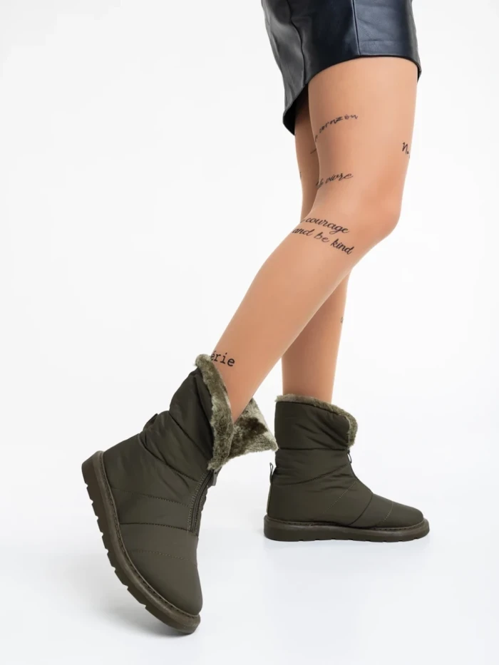 Дамски чизми зелени от текстилен материал Tayte