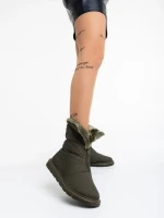 Дамски чизми зелени от текстилен материал Tayte