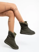 Дамски чизми зелени от текстилен материал Tayte