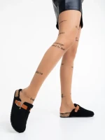 Дамски чехли черни от синтетичен пух Amery