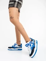 Дамски спортни обувки бели със синьо от еко кожа Cammie