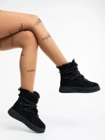 Дамски боти черни от текстилен материал Anissa