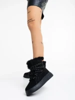 Дамски боти черни от текстилен материал Anissa