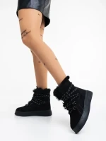 Дамски боти черни от текстилен материал Anissa