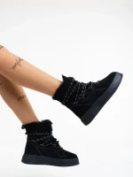 Дамски боти черни от текстилен материал Anissa