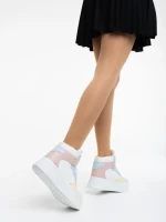 Дамски спортни обувки розови със синьо от еко кожа Naila