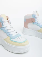 Дамски спортни обувки розови със синьо от еко кожа Naila