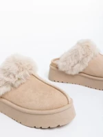 Дамски чехли бежови от текстилен материал Lyzbeth