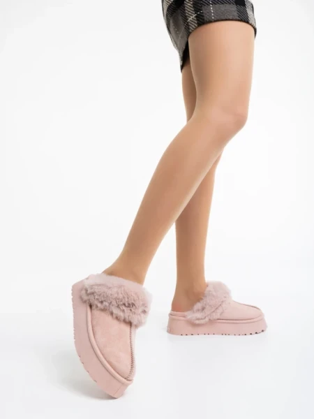 Дамски чехли розови от текстилен материал Lyzbeth