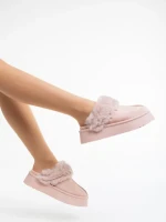 Дамски чехли розови от текстилен материал Lyzbeth