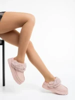 Дамски чехли розови от текстилен материал Lyzbeth