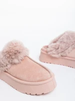 Дамски чехли розови от текстилен материал Lyzbeth