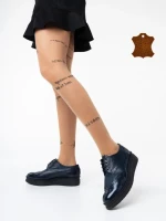 Всекидневни дамски обувки сини от естествена кожа Ivey