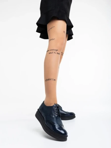 Всекидневни дамски обувки сини от естествена кожа Ivey