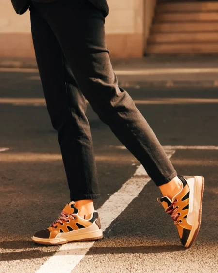 Дамски спортни обувки  каки от екологична кожа Ardala