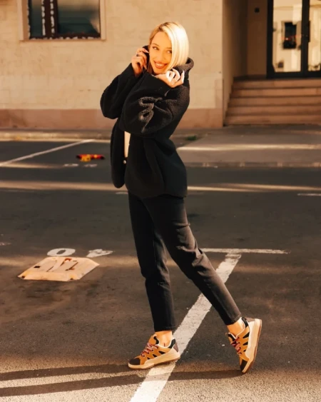 Дамски спортни обувки  каки от екологична кожа Ardala