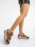 Дамски спортни обувки  каки от екологична кожа Ardala