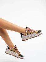 Дамски спортни обувки  каки от екологична кожа Ardala