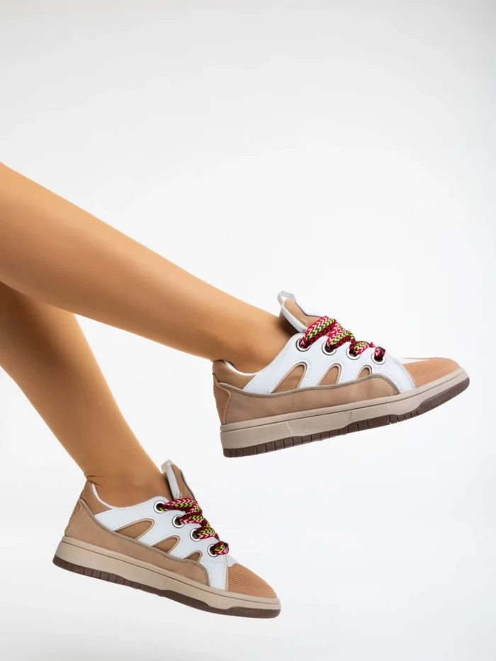 Дамски спортни обувки  бежови от екологична кожа Ardala