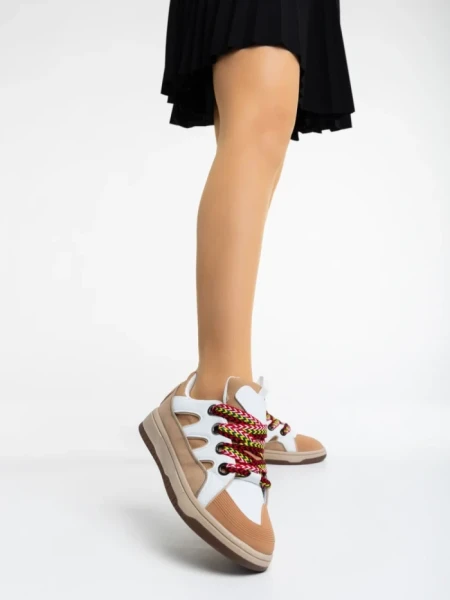 Дамски спортни обувки  бежови от екологична кожа Ardala