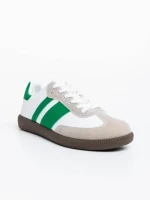 Мъжки спортни обувки бели с зелено от екологична кожа Silvius