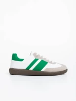 Мъжки спортни обувки бели с зелено от екологична кожа Silvius