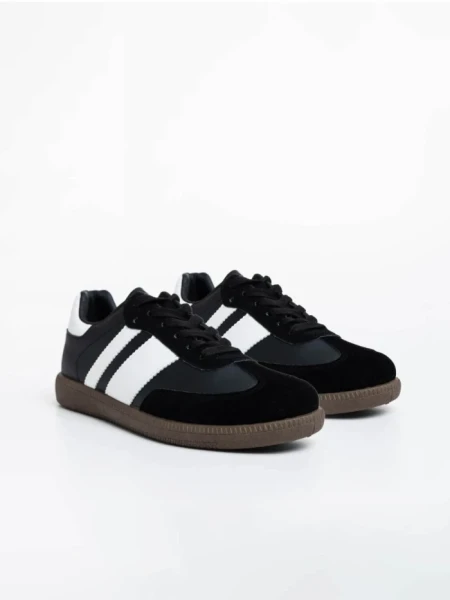 Мъжки спортни обувки черни с бяло от екологична кожа Silvius