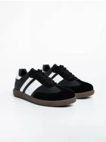 Мъжки спортни обувки черни с бяло от екологична кожа Silvius