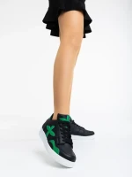 Дамски  спортни обувки черно с зелено от екологична кожа Cierra