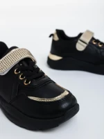 Детски  спортни обувки черни  от екологична кожа  Idalis