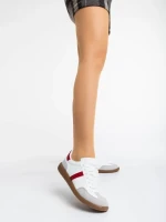 Дамски спортни обувки  бели с червено от екологична кожа Liliha
