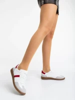 Дамски спортни обувки  бели с червено от екологична кожа Liliha