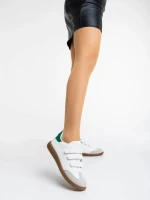 Дамски  спортни обувки бели с зелено от екологична кожа  Raynor