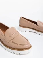 Дамски мокасини бежови от екологична кожа Leana