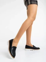 Дамски мокасини черни от екологична кожа Leana