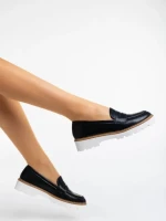 Дамски мокасини черни от екологична кожа Leana